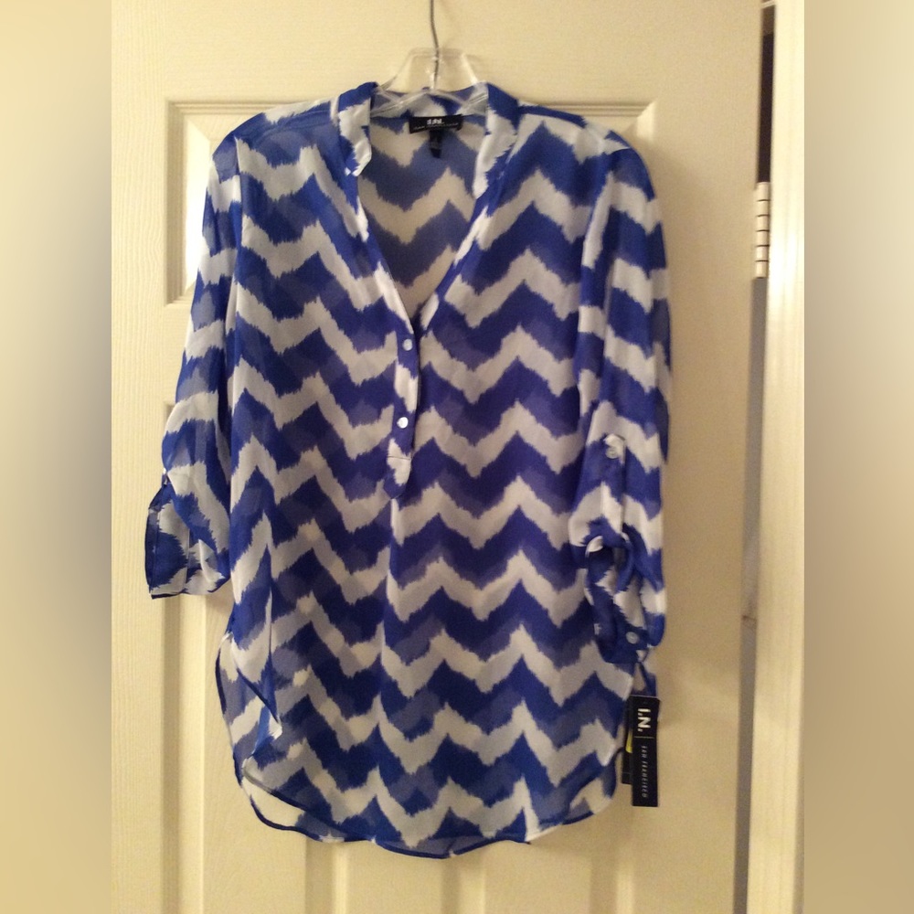 I.n. San Francisco Herringbone Pattern Blouse